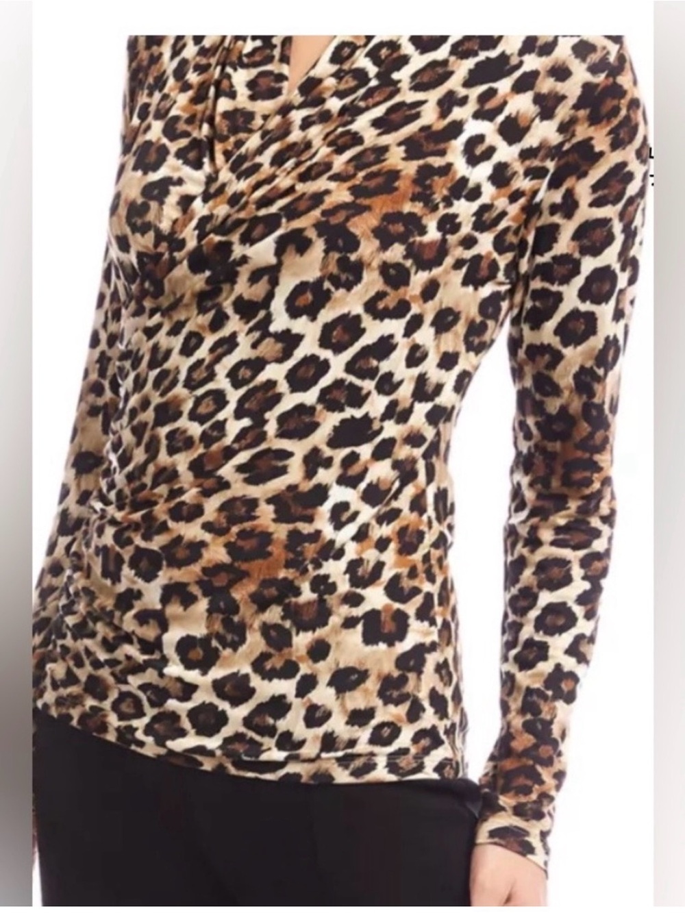 Karen Kane Leopard Print Long Sleeve Top in Brown and Cream